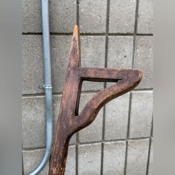 Early 20th Century Antique Wooden Loop Handle Tool Ended Walking Stick Cane - Picture 11 of 16